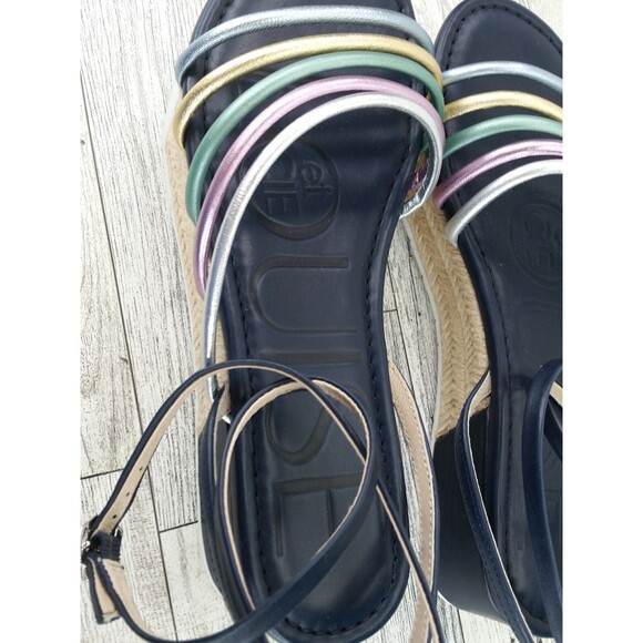 Louise Et Cie BIMO Platform Sandals Y2K Asymmetrical Straps Ankle Wrap Size 8M - Picture 12 of 14